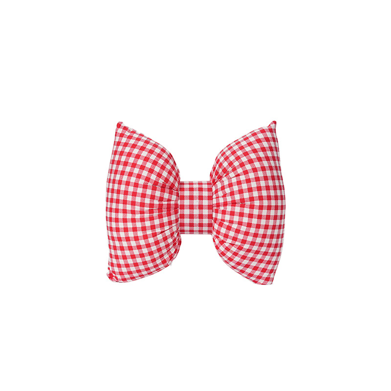2026 New Car Accessories Cotton Butterfly-Shaped Small Checkered Red Headrest and Lumbar Support