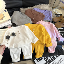 儿童内衣套装秋季新款宝宝德绒男童睡衣韩版女童保暖家居服童装
