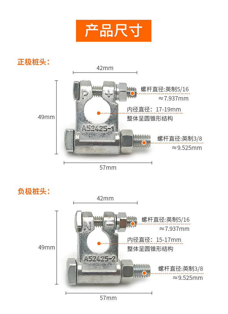 Square Zinc Alloy To63 Automotive Multi-Wire Battery Connector Universal Battery Terminal Battery Cable Clamp Battery Terminal