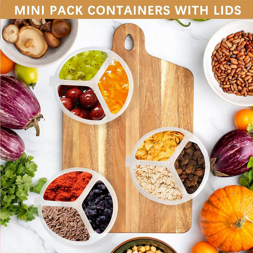 Disposable condiment container with lid three-compartment condiment container 10/20/50 pieces dip divider box