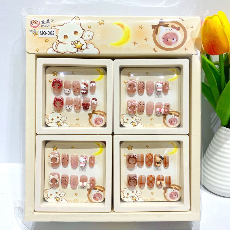 New Kt Cat 3D Nail Stickers for Girls, Long Nail Decorations for Children, Gift New Kt Cat 3D Nail Stickers for Girls, Long Nail Decorations for Children, Gift