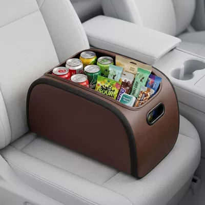 Car trunk organizer, foldable car Car storage bag/box - large-opening-storage-box-mocha-brown