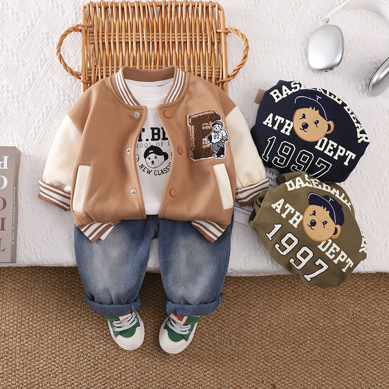Baseball Uniform Three-Piece Set for Men and Women 2025 New Baby Outer Wear Spring and Autum Sports and Leisure Baby Style Suit
