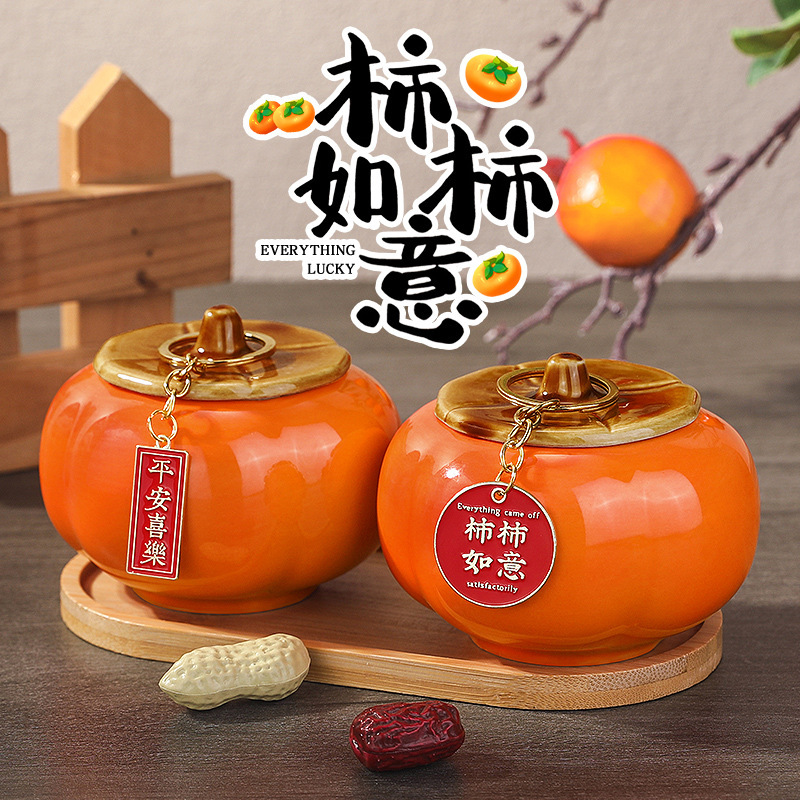 Housewarming Decorations: Persimmon Ornaments for Good Luck, Living Room New Home Moving-In Ceremony Supplies, Complete Gift Set