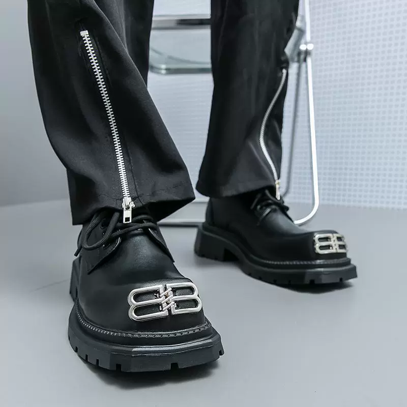 [Спот] 2025 весна и лето новая кожаная обувь мужская 44 ярдов корейская версия универсальный костюм обувь большая голова кожаная обувь мужская волна