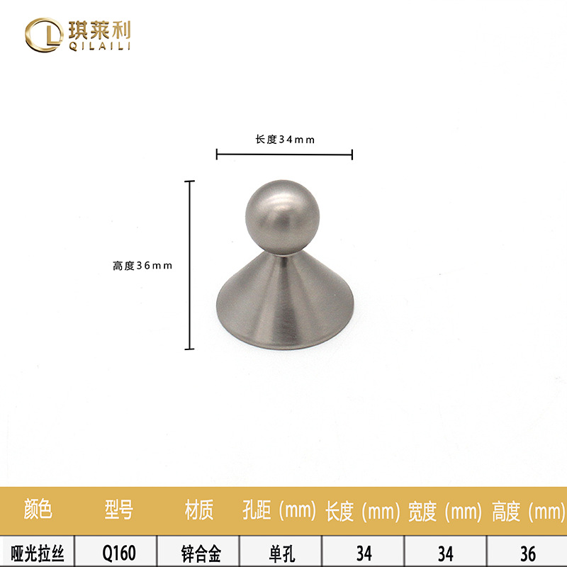 Ручка мебельная French Zinc Alloy матовая одно отверстие