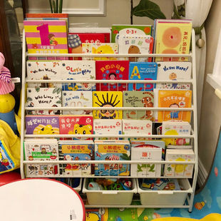 Children's Bookshelf Baby's Picture Book Rack Household Integrated Floor Storage Rack Movable Simple Bookcase Toy Storage Rack