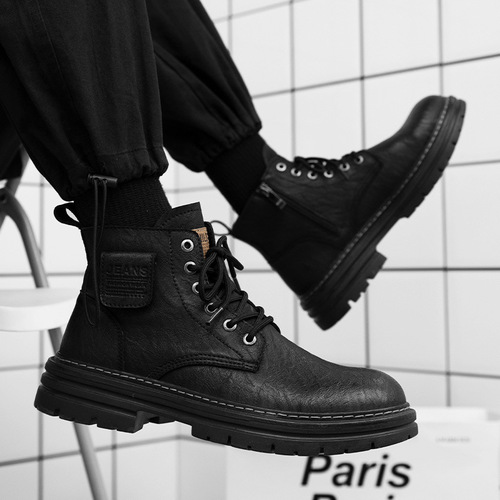 Men's shoes autumn and winter new high-top Martin boots men's retro British style mid-top work boots men's cycling motorcycle boots