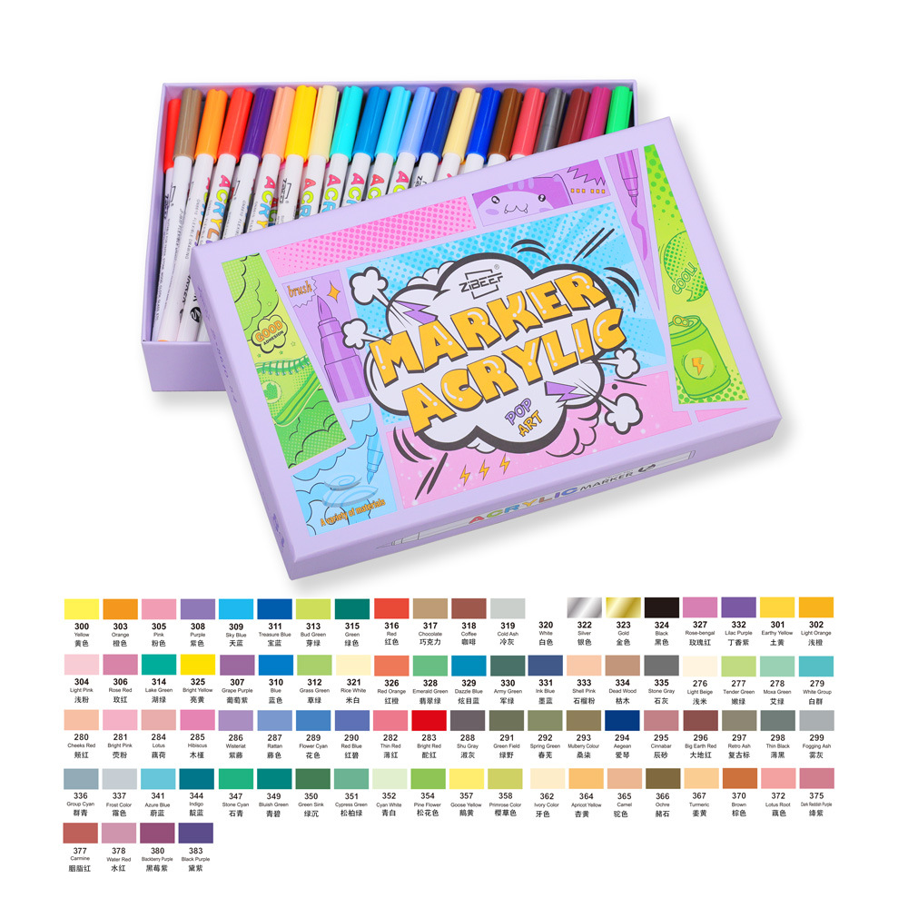 84 color rosa marcador acrílico impermeable color apilable Guangna Z8610 arte pintura cepillo marcador a base de agua