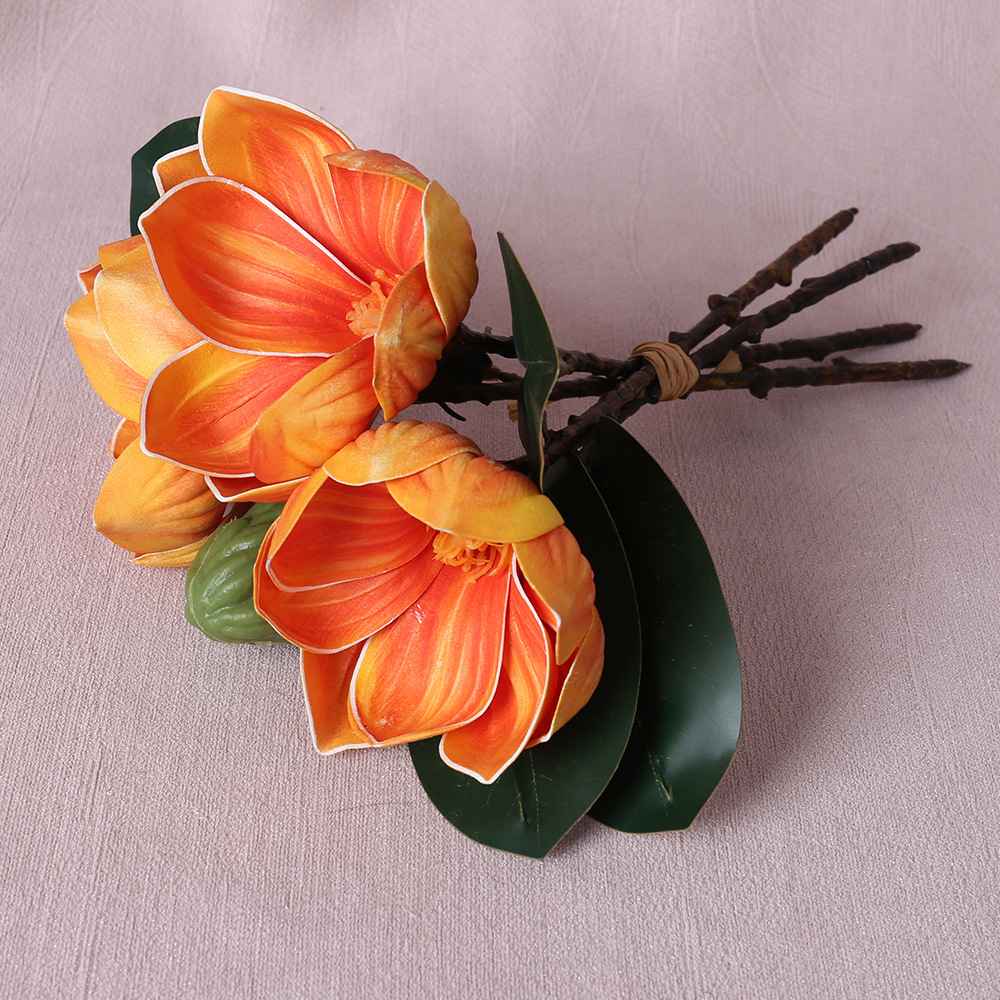 Flor artificial magnolia, mano de mano, EVA, flor falsa, hogar, sala de estar, mesa de comedor, proyecto de decoración suave, decoración de hotel, múltiples cabezas