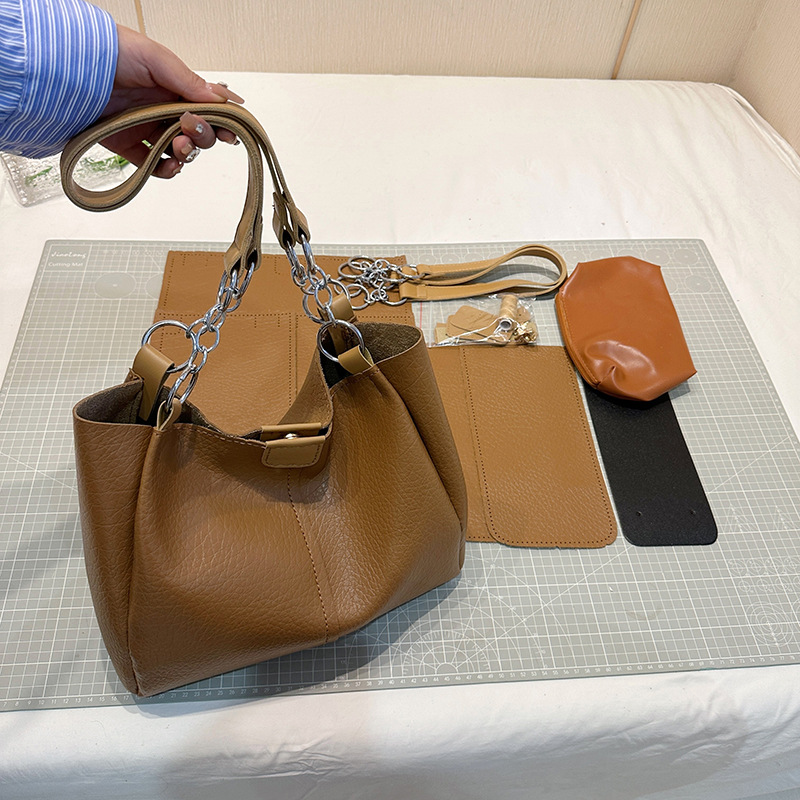 Nuevo bolso hecho a mano moda DIY material bolsa casera de Cercanías de gran capacidad bolso de las mujeres textura avanzada hombro bolsa