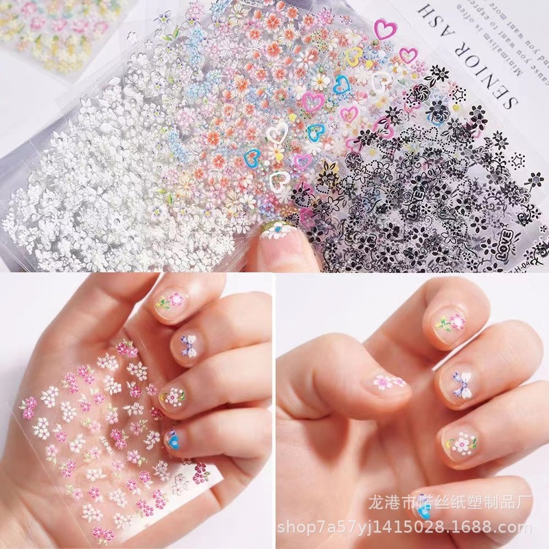Foreign trade nail art decals glitter love waterproof ultra-thin nail art stickers 3D three-dimensional luminous small decals nail stickers Foreign trade nail art decals glitter love waterproof ultra-thin nail art stickers 3D three-dimensional luminous small decals nail stickers
