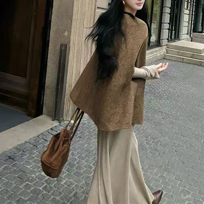 巨好看的早秋上衣女2025新款斗篷披肩外搭小香风外套+连衣裙套装|undefined