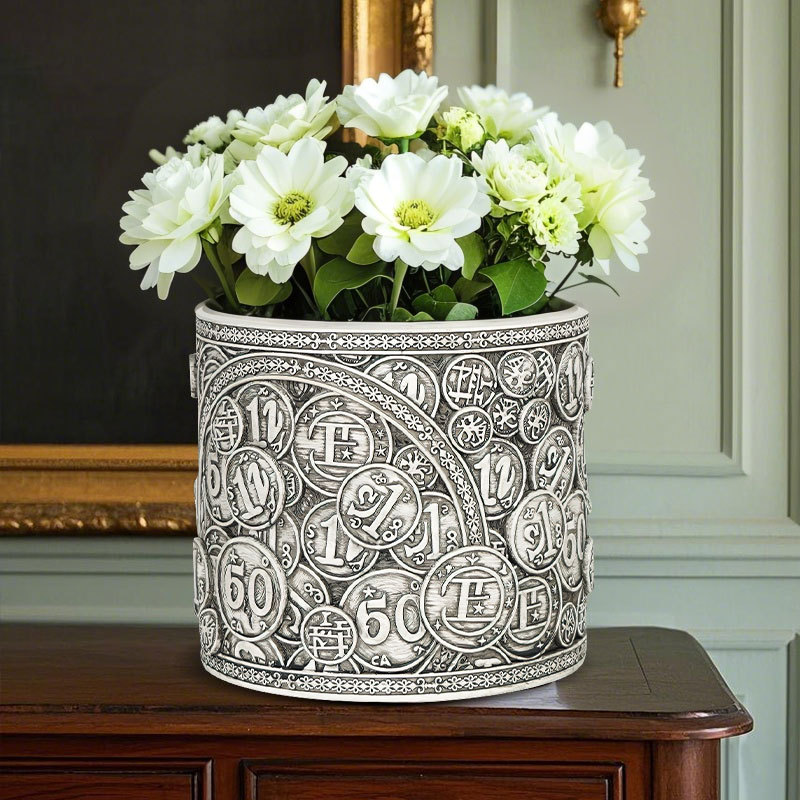  Specializes in Retro Hand-Painted Coin Flower Pots, Resin Ornaments, Home Desktop Decorations, Garden Bonsai Small Gifts