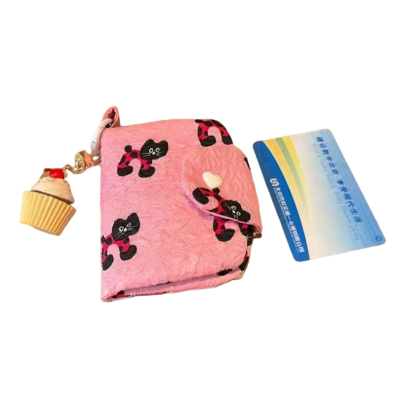 Nuevo adorable cartón de oso de pan, bolso de cambio de gran capacidad, bolso de tarjeta de identificación, tarjeta bancaria, bolso multicapa
