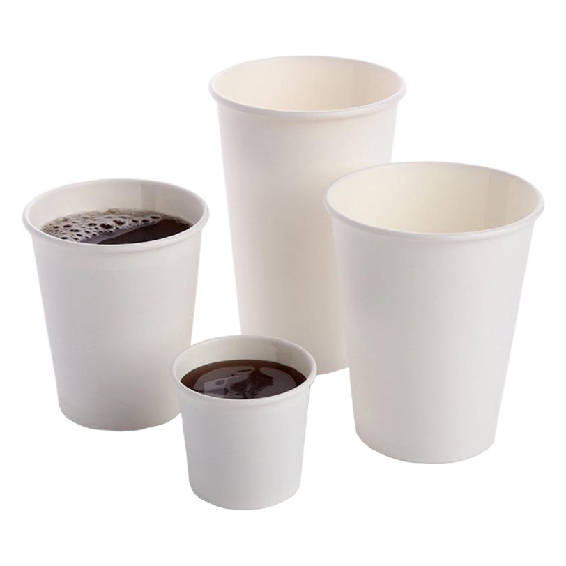 Spot 8oz taza de papel blanco de una sola capa taza de papel desechable taza de bebida caliente con tapa al por mayor logotipo imprimible