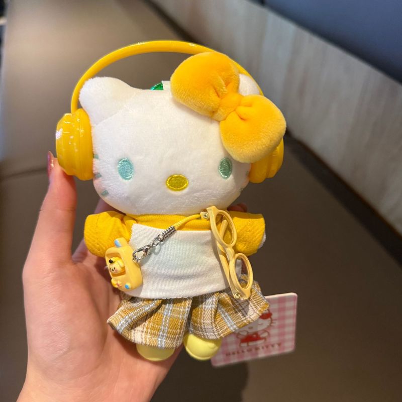 正版三丽鸥hellokitty包挂件钥匙扣毛绒公仔挂饰耳机款凯蒂猫礼物|undefined
