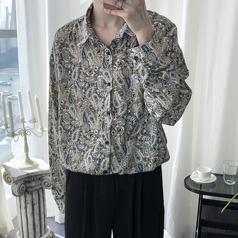 Fairy Shirt Men's Harajuku Style ins Cashew Flower Long-sleeved Shirt Summer Fashionable Loose Duffian Handsome Casual Jacket