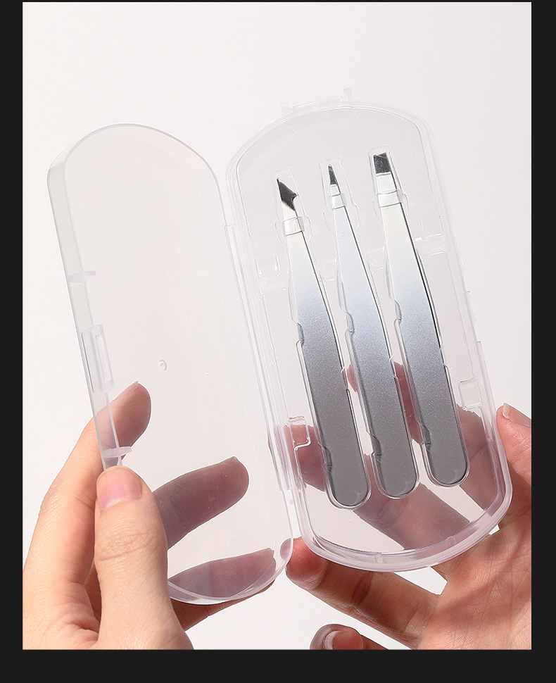 LMLTOP Multi-functional Eyebrow Clipper Set of 3 pieces, stainless steel flat and slanted eyebrow clippers, eyebrow shaping and beauty tools JJF18 undefined