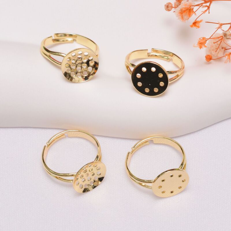 Color retaining 14K gold mesh plate ring semi-finished bottom ring handmade diy material accessories flat mesh plate ring