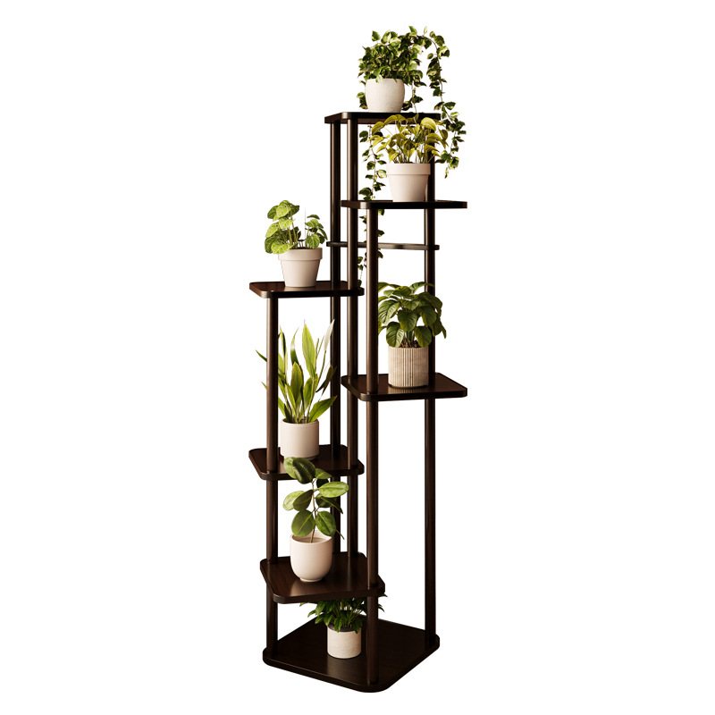 Soporte de madera maciza para flores de interior, para uso doméstico, estante de almacenamiento para balcón, soporte de plantas de varias capas para colocar macetas. image 5