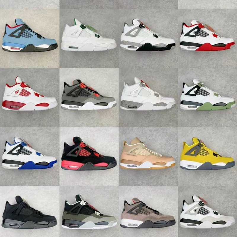 Кожаные оригинальные AJ4 электрические mother, Paris Joe 4 small cement university blue практичные баскетбольные