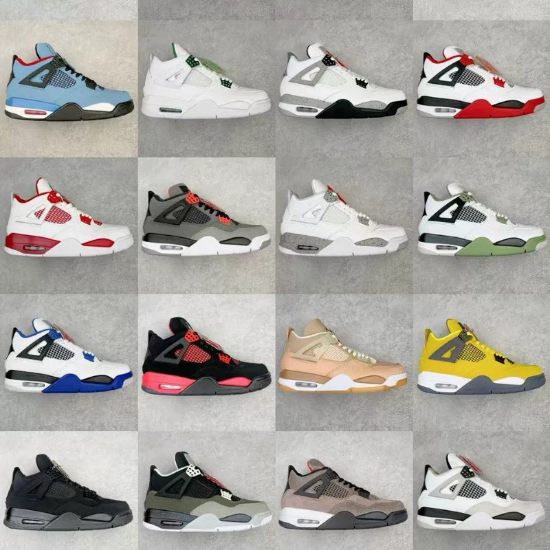 Кожаные оригинальные AJ4 электрические mother, Paris Joe 4 small cement university blue практичные баскетбольные