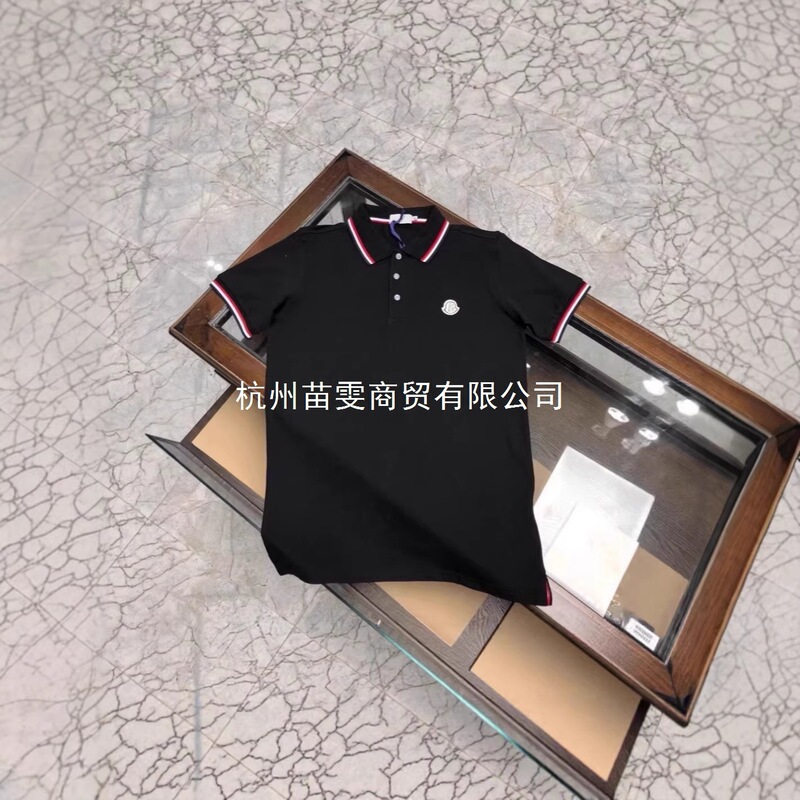 Cross-Border Foreign Trade Summer New Style Original Label Moncler Polo Business Men's Shirt Short-Sleeve Embroidered Turn-Down Collar Casual T-Shirt for Men
