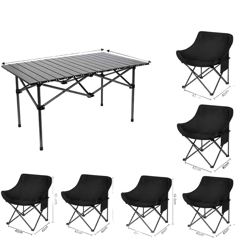 Juego completo de mesas y sillas estilo rollo de huevo para exteriores, resistentes al desgaste y a la suciedad, adecuadas para uso doméstico, picnics, ocio y personas que buscan la comodidad, especiales para ocio y puestos de venta, mesas y sillas plegables.