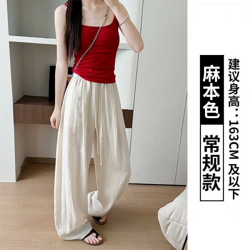 女性のためのオールインクルーシブエッジテンセルリネンシミターパンツ夏の新しいルーズスリムワイドレッグパンツハイウエストレイジースタイルカジュアルパンツ|undefined