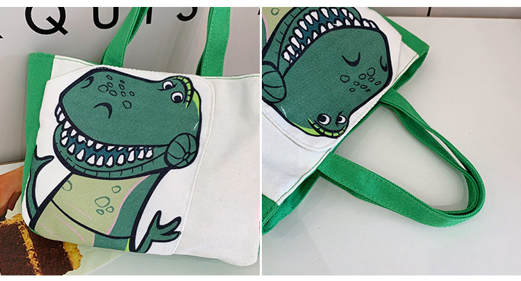 Cute cartoon printed small bag, 2024 summer new style hand-held piggy girl handbag, student storage canvas bag undefined
