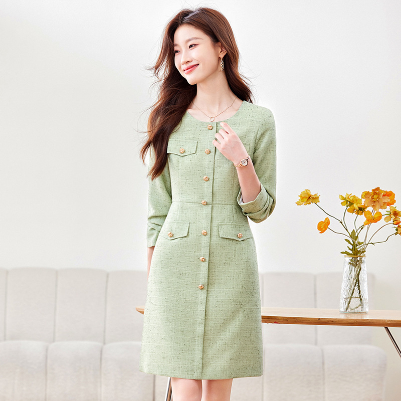 2025 New Autumn Long-Sleeved Dress, Mid-Length, Elegant, Formal Occasion, Slimming Ol Long Dress