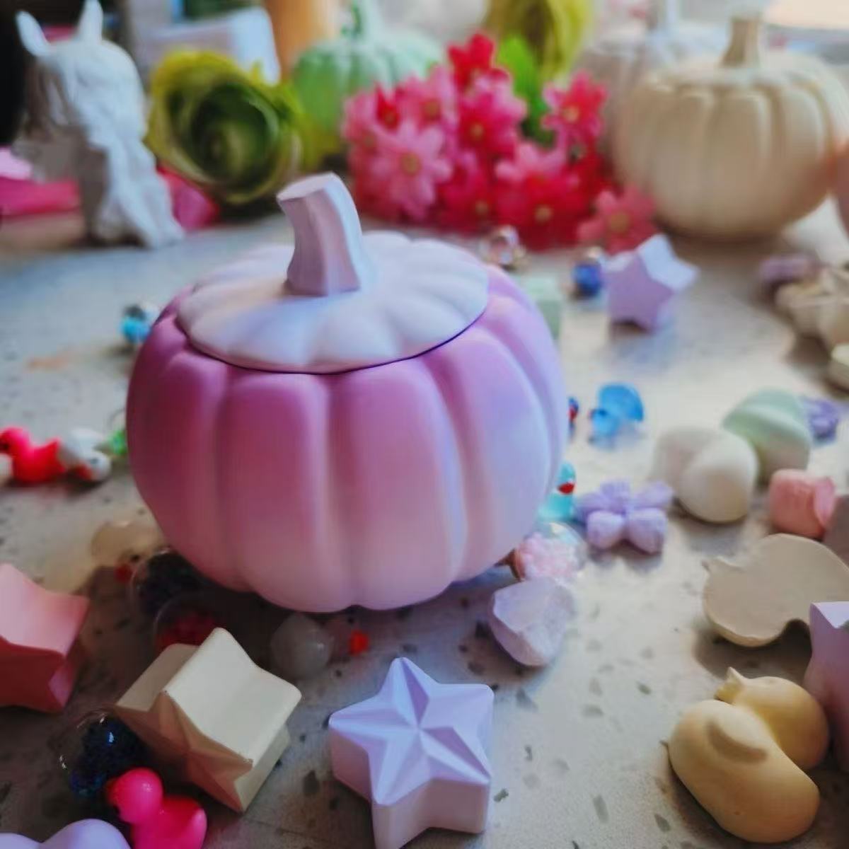 Frasco de Almacenamiento de Calabaza de Yeso en Blanco DIY para Pintar