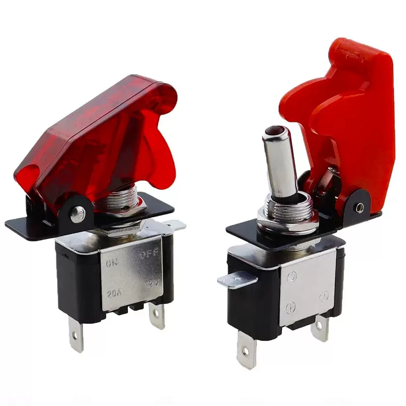 汽车改装开关 ASW07D带灯摇臂开关 12-24V20A带保护盖汽车开关