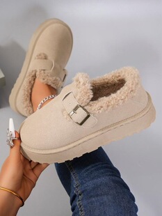 E 18457 Thick Sole Fur Buckle Warm Slippers ���ë�q��ů��Ь