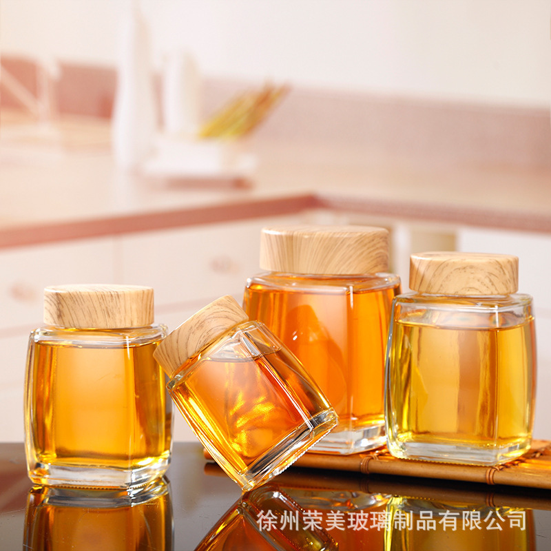 四方玻璃瓶玻璃密封罐蜂蜜瓶果酱瓶储存罐玻璃罐子透明玻璃瓶子|undefined