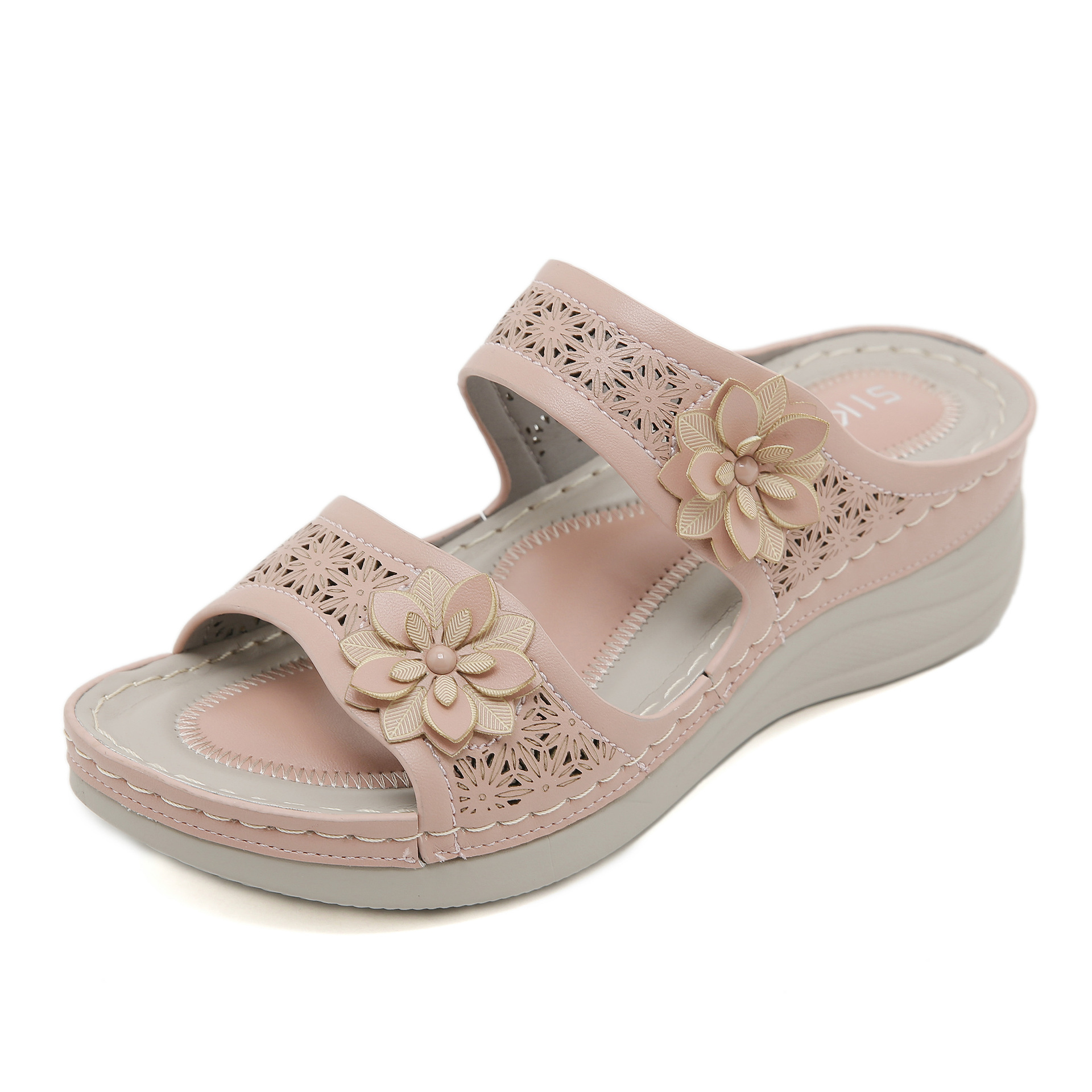 JS777 - 7 nuevo estilo 2025 transfronterizo cabeza redonda de moda boca de pez hueco de mujer zapatillas casuales de tamaño grande