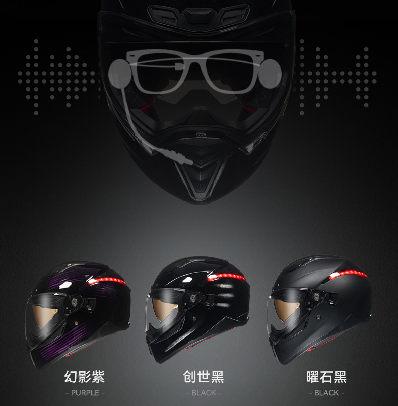 RNG New National Standard Motorcycle Helmet Full-Face Helmet for Men and Women with Dual Visors, Ventilation, Sun Protection, and Tail Light for Electric Vehicles