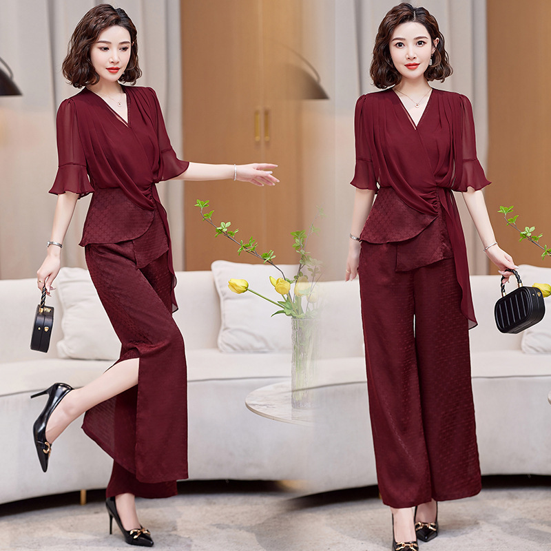 Spring Mother-In-Law Wedding Banquet Outfit, Elegant and Youthful Pants Suit Suitable for Everyday Wear and Wedding Occasions