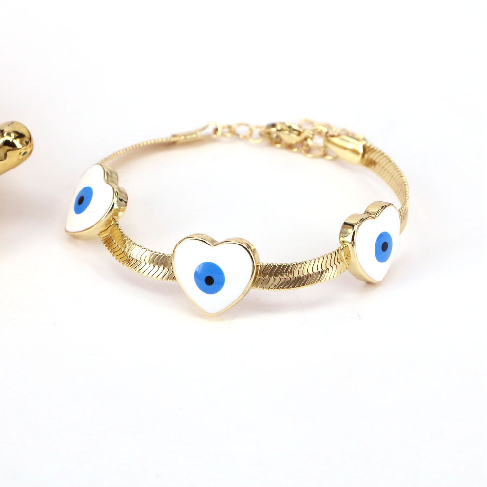 Fashion Star Heart Shape Eye Copper Bracelets Enamel Gold Plated Copper Bracelets