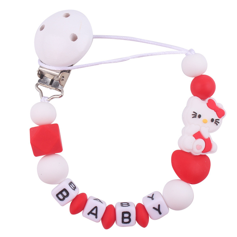 Bebé blanco tetina clips juguetes KT gatos silicona tetina cadena cadena de cadena Aliexpress Amazon explosión