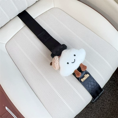 pregnant women, anti-belly strangulation, in-car support Car seat belt - three-point-anti-strangling-safety-belt-black-and-white-cloud-beige-beret