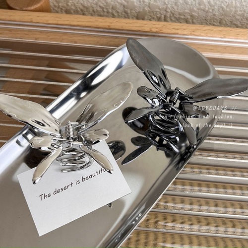 Sweet and cool girl metal butterfly small clip semi-tied hair plate hair clip female shark clip back head clip headwear