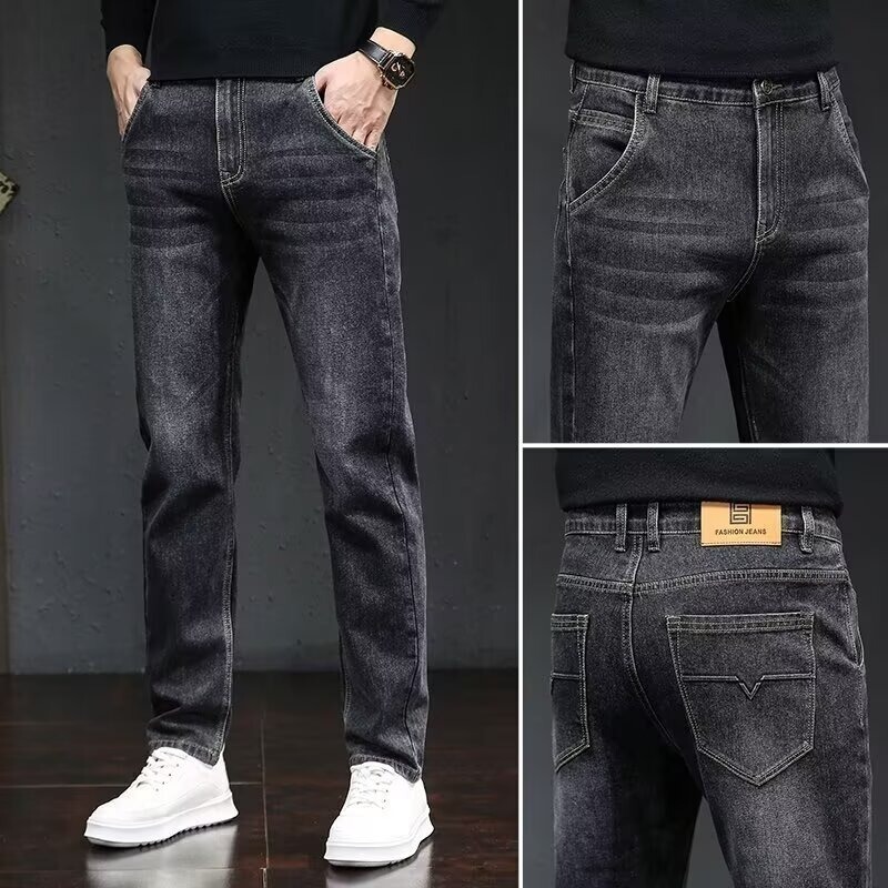 Men's straight-leg slim-fit jeans, 2026 spring and autumn new trendy high-end stretch casual long pants for men Men's straight-leg slim-fit jeans, 2026 spring and autumn new trendy high-end stretch casual long pants for men