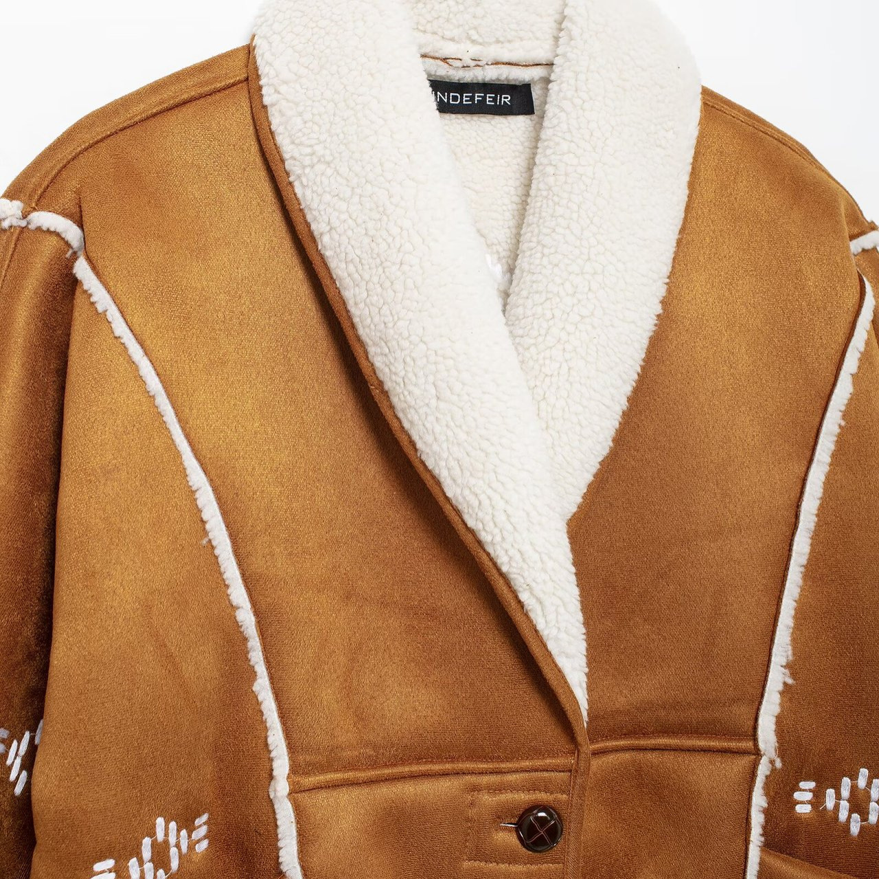 Γυναικεία ρούχα φθινόπωρο και χειμώνα νέα είδη μόδας δρόμου κέντημα παλτό μεσαίου μήκους_voghion.com