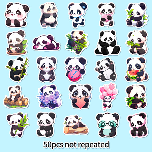 50 cartoon panda stickers creative trendy graffiti cartoon panda stickers children cute animal DIY stickers