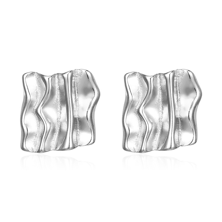 INS moda europea y americana todo partido plisado 18K pendientes de acero inoxidable de las mujeres de moda compleja Luz de lujo de alto grado pendientes personalizados