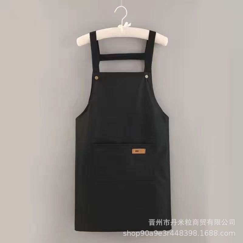エプロン防水防油男女のキッチン料理は腰を囲んで純色のシンプルなストラップの大ポケットレストランの作業服が大きくなっている|undefined