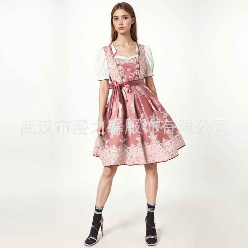 2025年ドイツミュンヘンビール祭 バイエルン風コスチューム レース付きメイド服 ステージ衣装|undefined