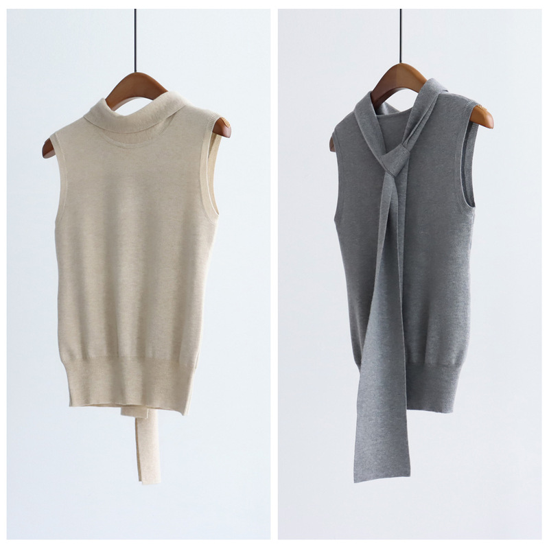Trendy Retro Pullover with Versatile Ways to Wear, Wool Blend Sleeveless Knit Vest Base Top for Autumn and Winter